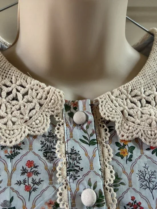 Ivy City Co Mae Dress Floral Lace Collar Puff Sleeve Cottagecore Size 14 - Picture 5 of 13